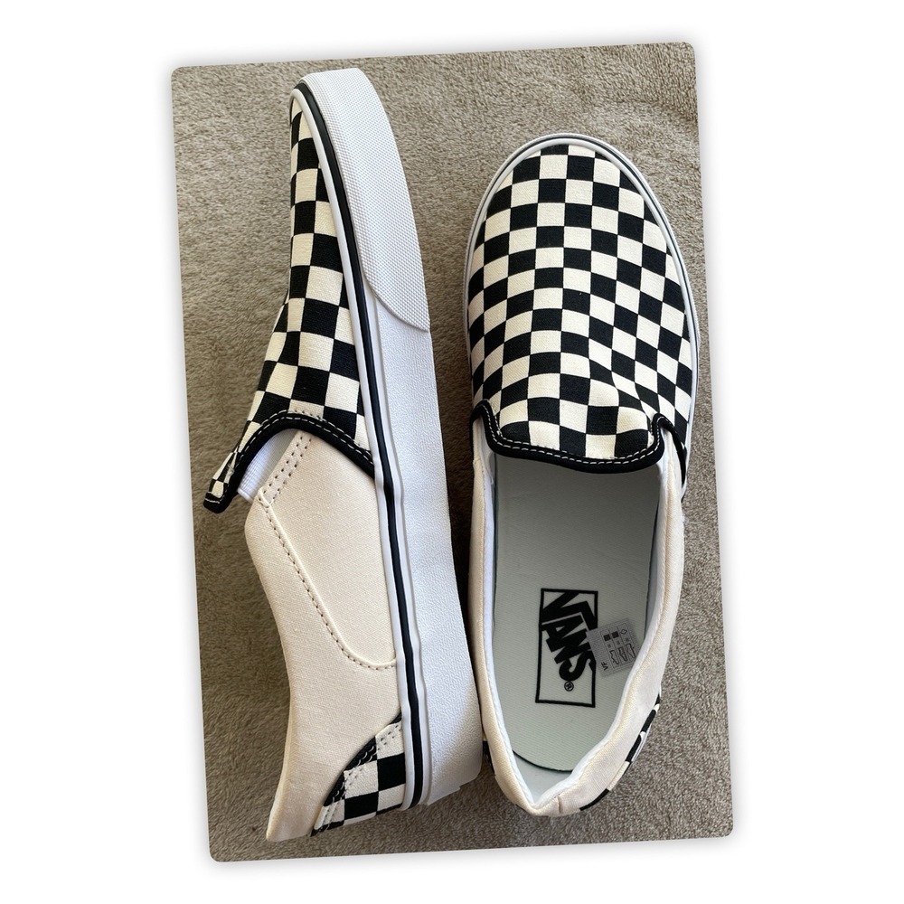 Vans Checkerboard Slip-On Sneakers Black and White